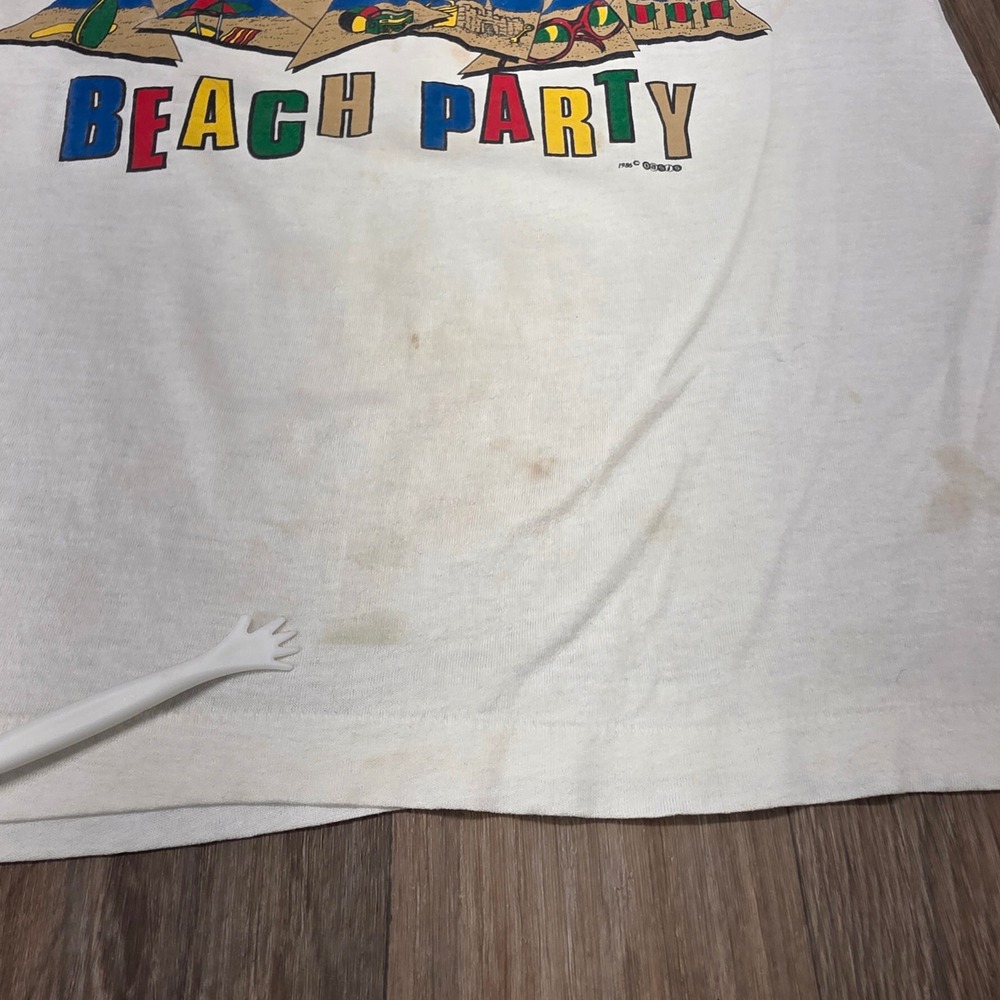 Vintage 1986 Helium Beach Party Surf T Shirt Single Stitch Thin White Small - Picture 7 of 12